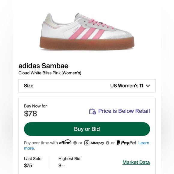 Adidas Sambae ‘Cloud White Pink Bliss’ Sz 11W/10M - Picture 7 of 8